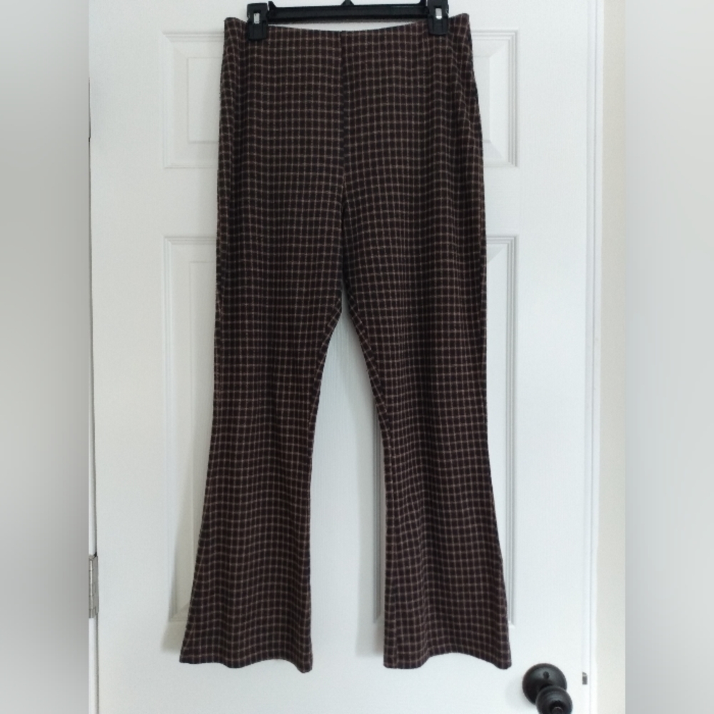 Urban Outfitters brown plaid flare pants